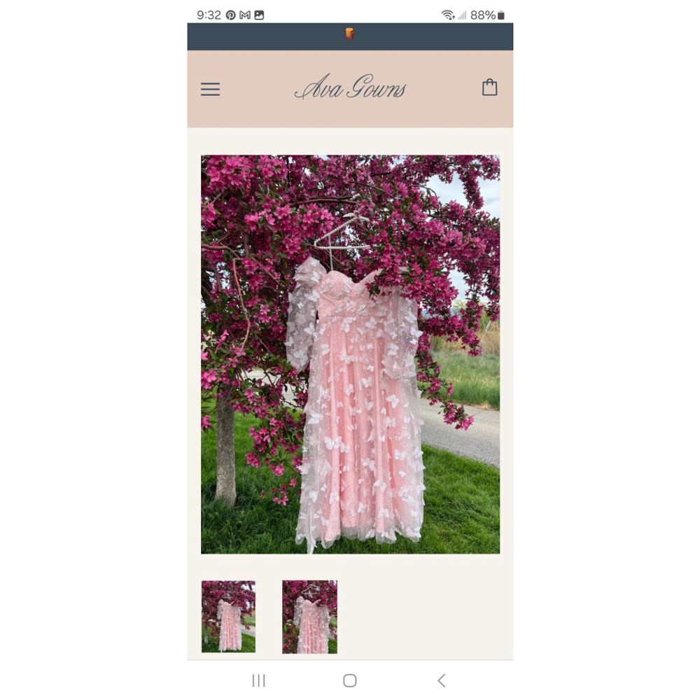 Ava Gowns Pink Floral Midi Dress